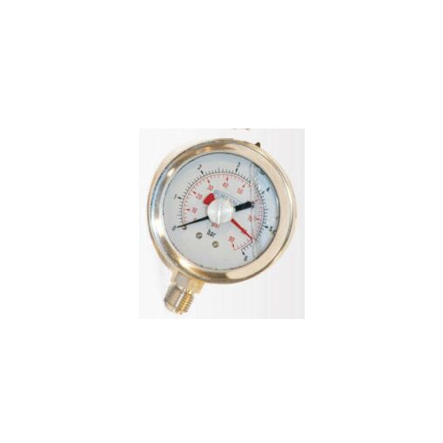 MANOMETR, ŚREDNICA 2,5", 0-10 BAR, PRZYŁĄCZE 1/4"BSP, OBUDOWA ZE STALI NIERDZEWNEJ, WSKAŹNIK MAX/MIN.
