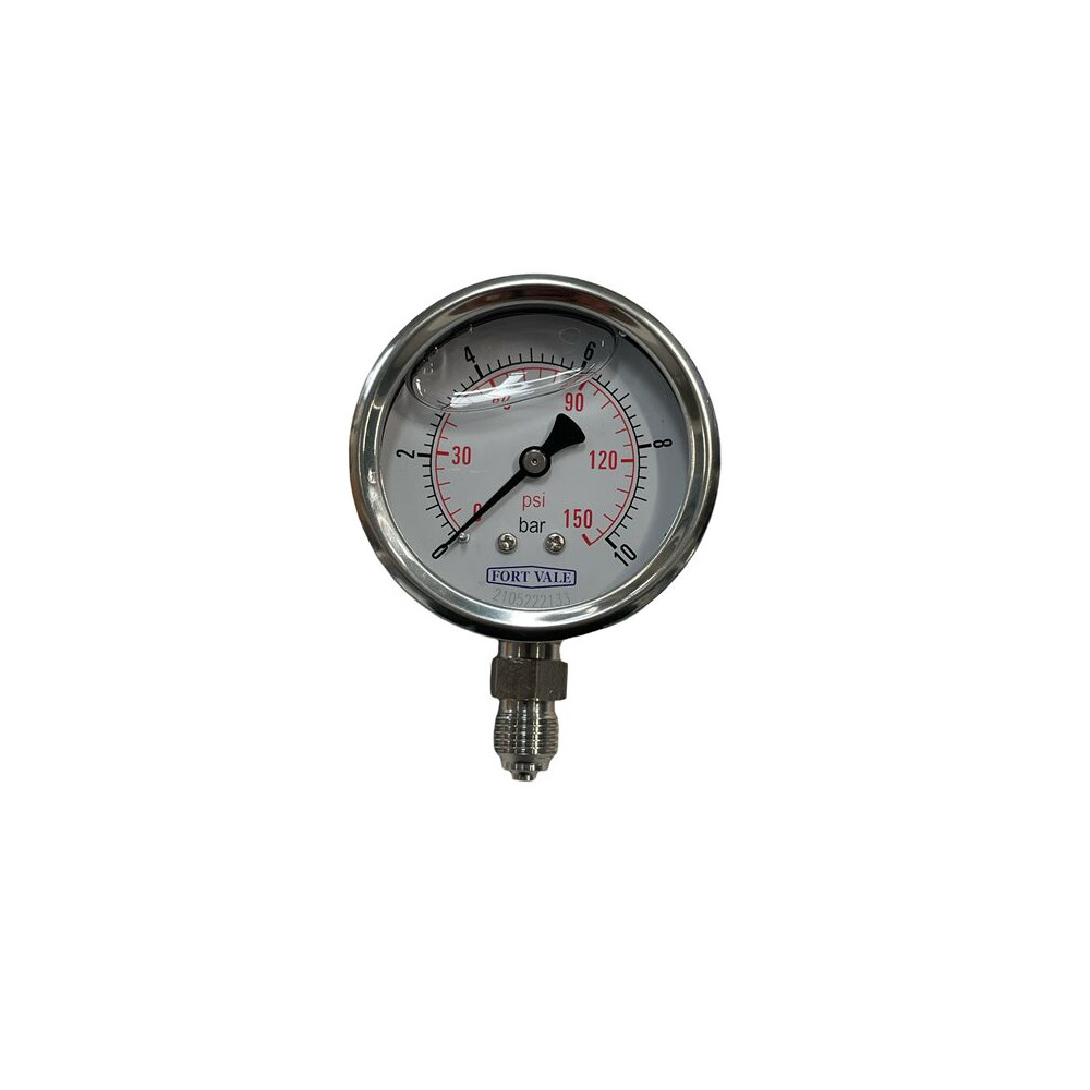 MANOMETR, ŚREDNICA 2,5", 0-10 BAR, PRZYŁĄCZE 1/4"BSP, OBUDOWA ZE STALI NIERDZEWNEJ.
