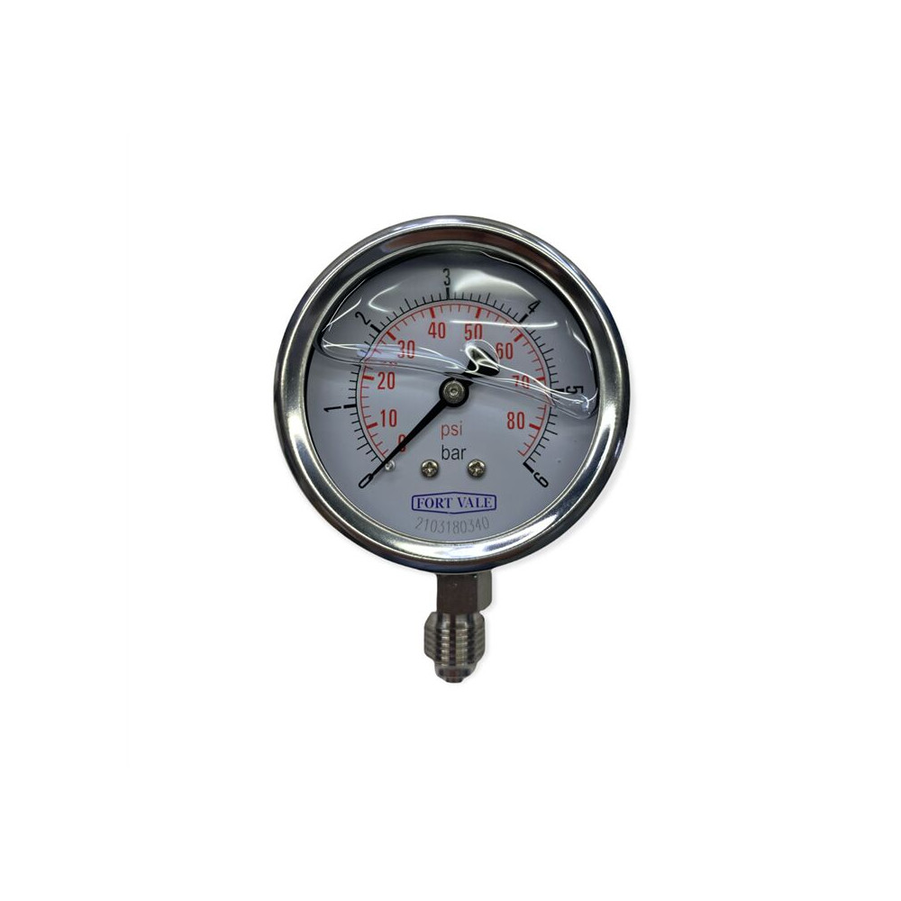 MANOMETR, ŚREDNICA 2,5", 0-6 BAR, PRZYŁĄCZE 1/4"BSP, OBUDOWA ZE STALI NIERDZEWNEJ.
