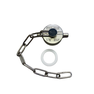 1.5" BSP STAINLESS STEEL BLANK CAP INCLUDING STAINLESS STEEL CHAIN & PTFE SEAL