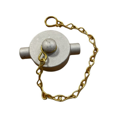 2" BSP ALUMINIUM BLANK CAP INCLUDING BRASS CHAIN & LEATHER SEAL