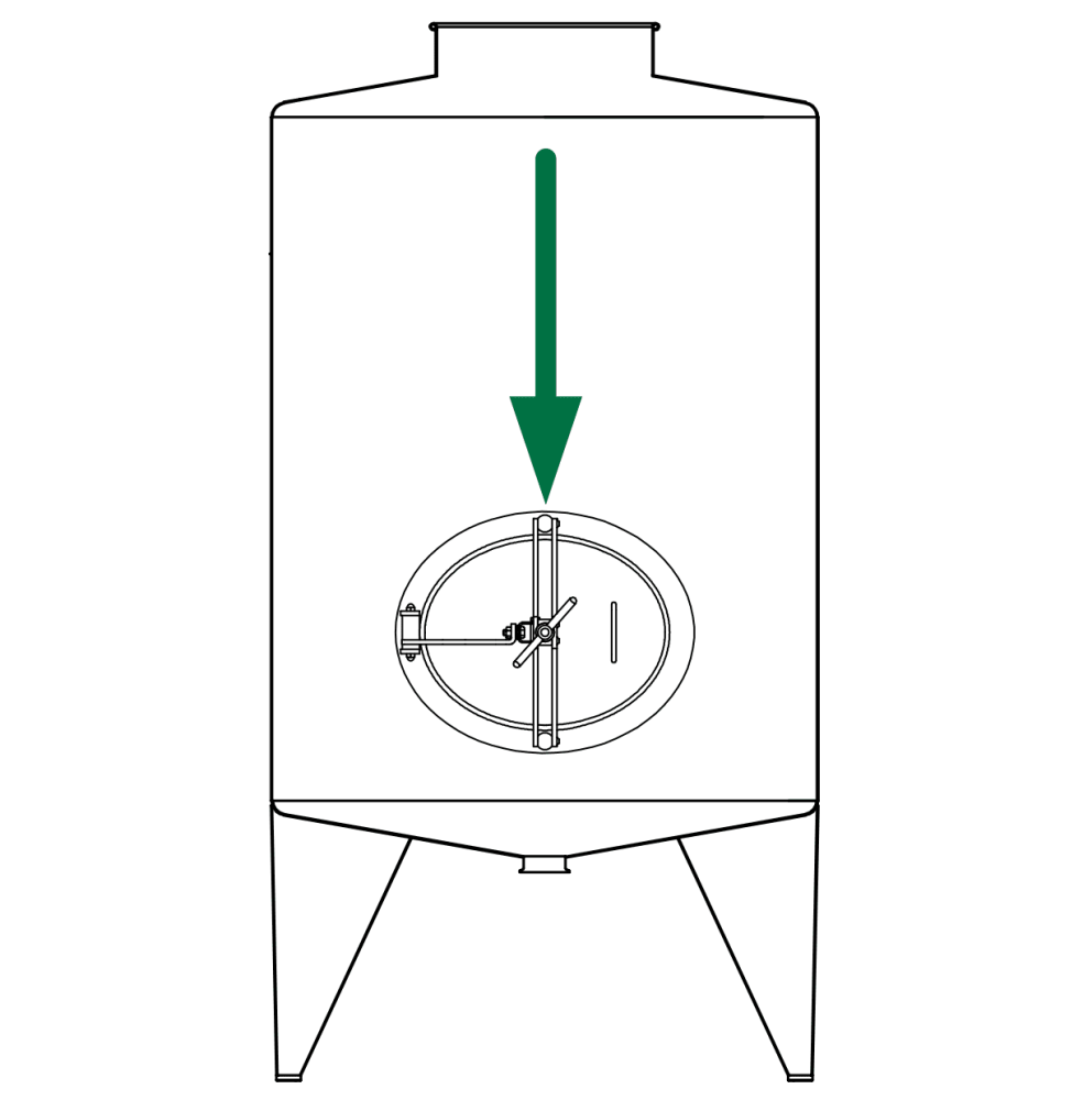 Owalny właz otwierany do wewnątrz 318 345 x 445mm AISI316L