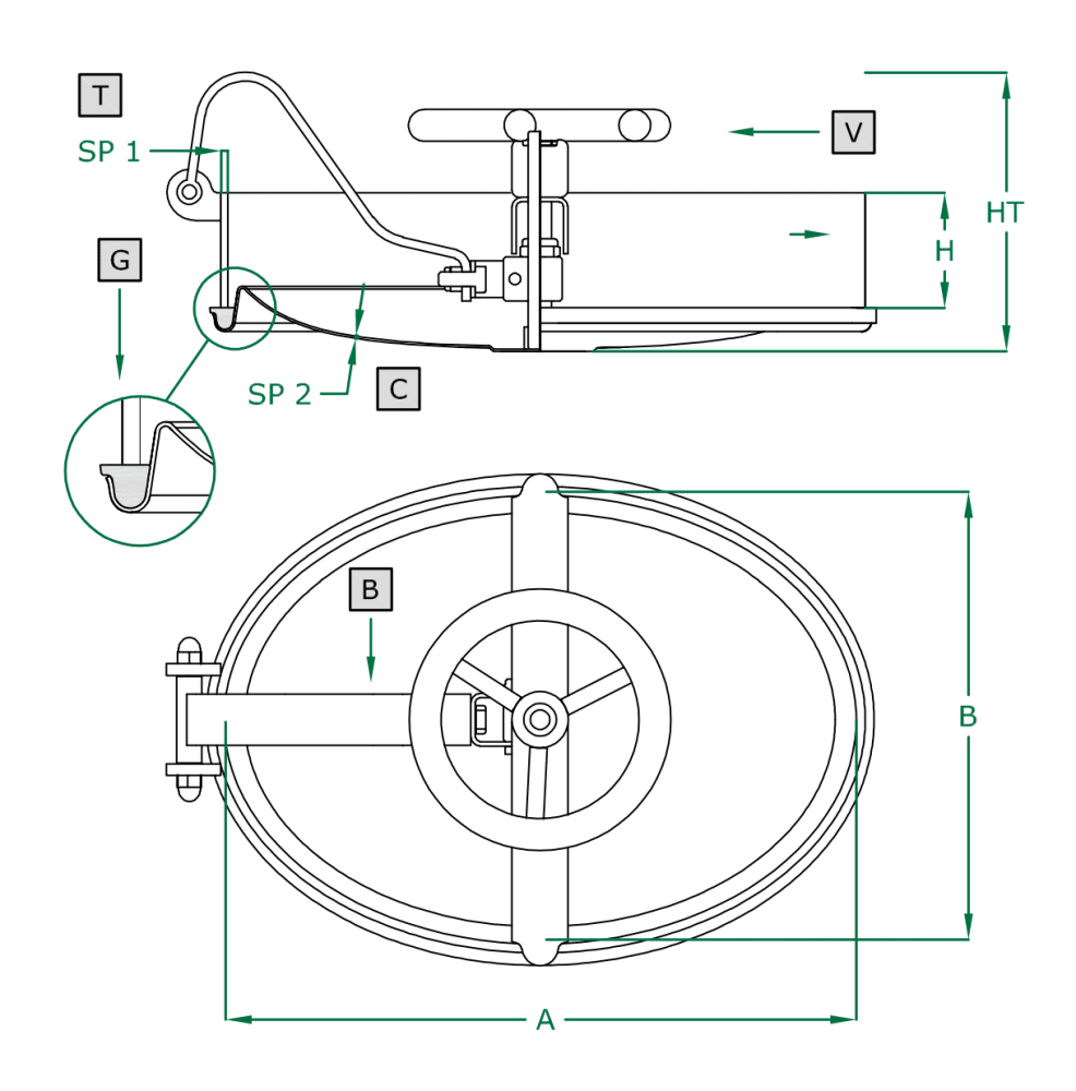 Owalny właz otwierany do wewnątrz 306R 305 x 430mm AISI304L