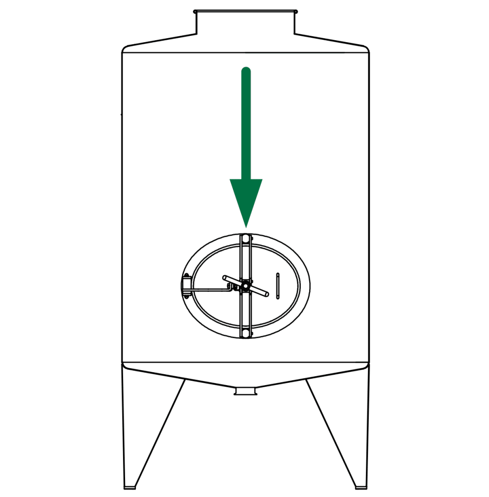 Owalny właz otwierany do wewnątrz 308 345 x 445mm AISI316L
