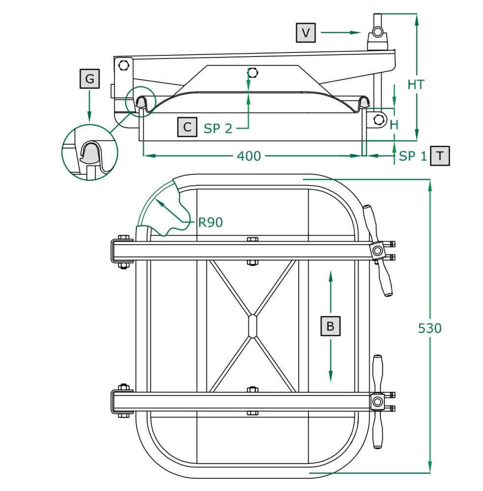 Prostokątny właz otwierany na zewnątrz 362 530 x 400mm AISI316L