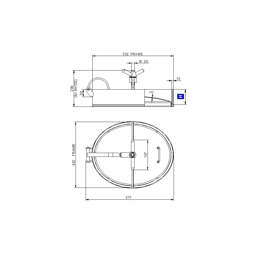 Owalny właz 200/LZD 532×432 mm 316 Zorzini | dozbiornika.pl