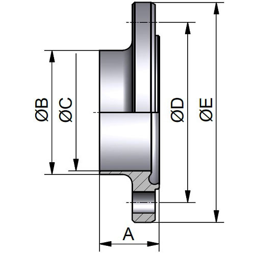 Rowkowany kołnierz Fl. DN25 (DIN 11853) 0.8