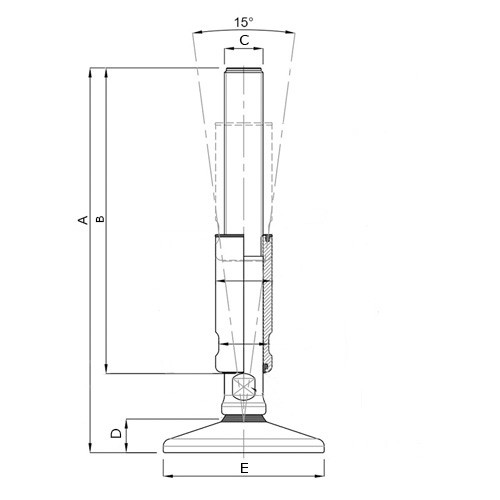 Stopki poziomujące 3A Ø120mm M36x185 SS EPDM