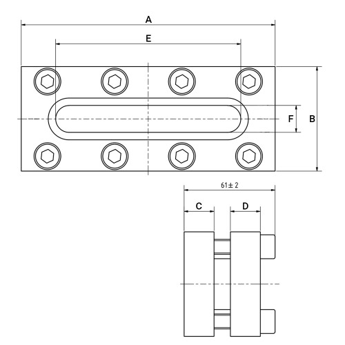 Prostokątny wziernik 170x70mm 16 bar