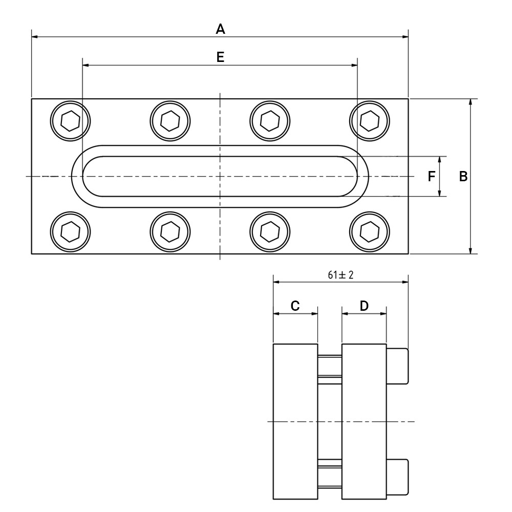 Prostokątny wziernik 170x70mm 16 bar