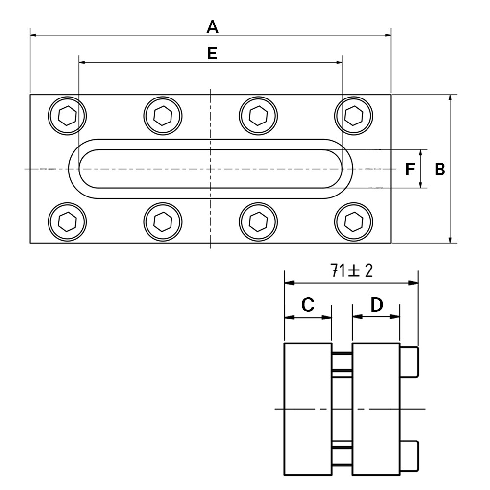 Prostokątny wziernik 170x70mm 40 bar