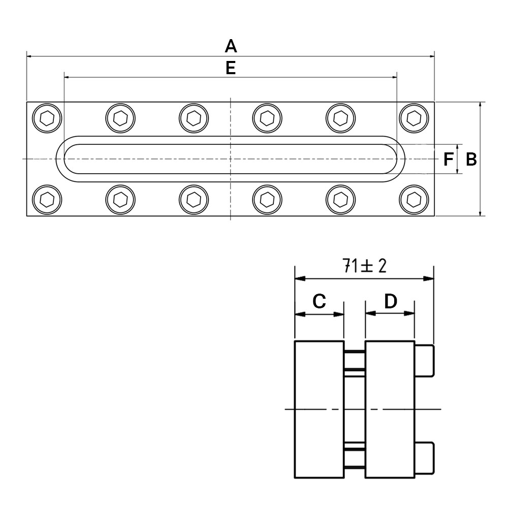 Prostokątny wziernik 250x70mm 40 bar