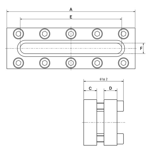 Prostokątny wziernik 220x70mm 16 bar