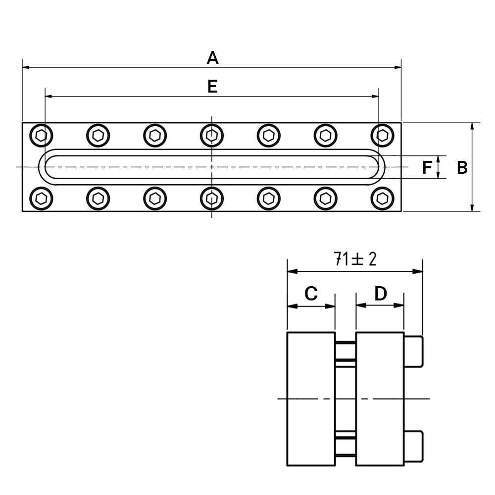 Prostokątny wziernik 300x70mm 40 bar