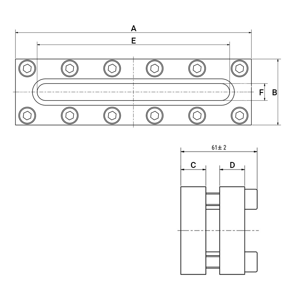 Prostokątny wziernik 250x70mm 16 bar
