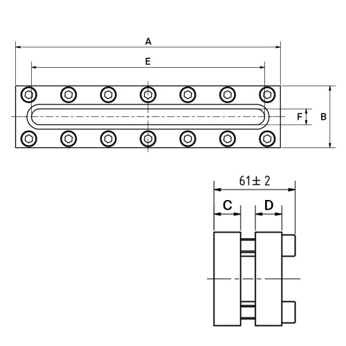 Prostokątny wziernik 300x70mm 16 bar
