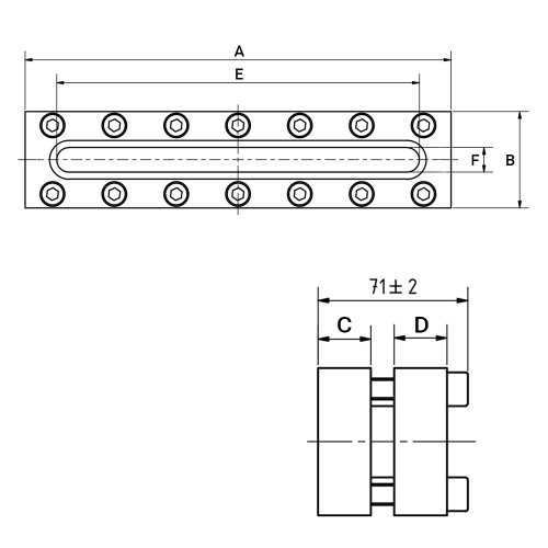 Prostokątny wziernik 310x70mm 40 bar