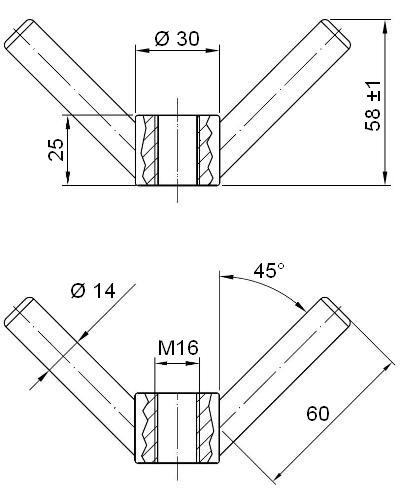 Dźwignia RVS Knevel (docisk) M16 316